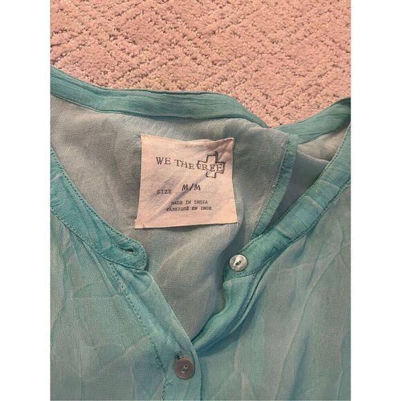 Free People Mint Green Semi-Sheer Tulip Cut Blouse - Picture 5 of 6